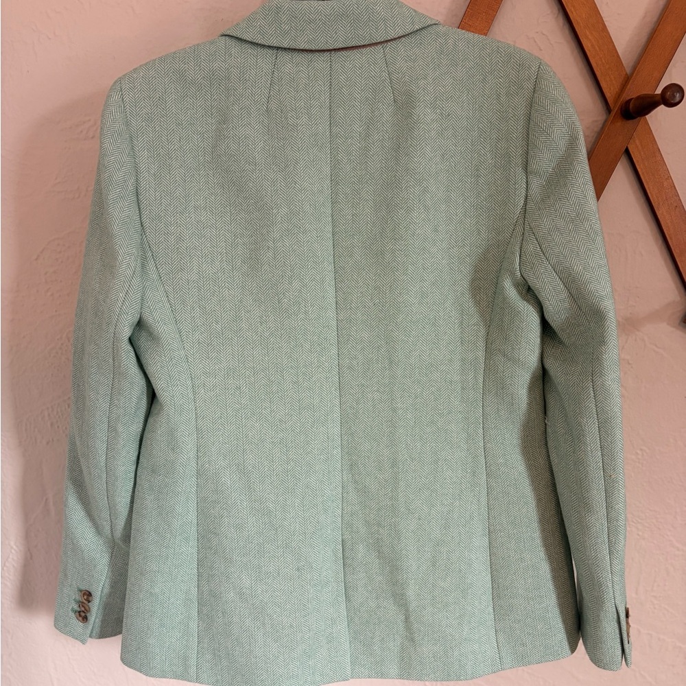 J. Crew Green Herringbone Wool Blend Holland Blazer - Picture 6 of 6